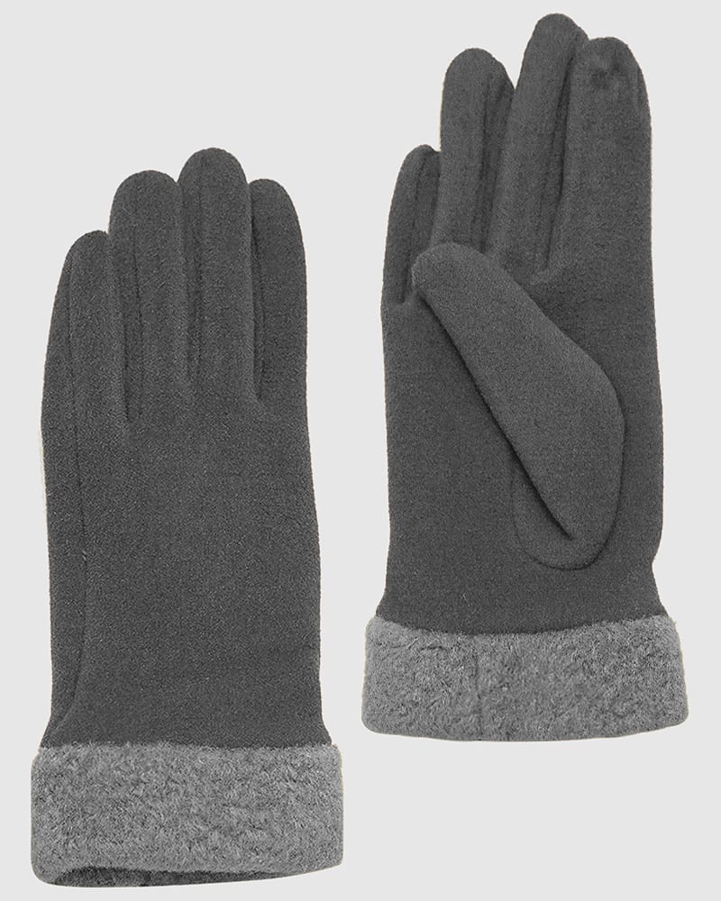 Front of a size One Size Cozy And Stylish Plush Touch Sensitive Winter Gloves Grey in GREY by Cocoboo. | dia_product_style_image_id:310623